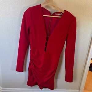 Alice + Olivia Vibrant Red Long Sleeve Dress
